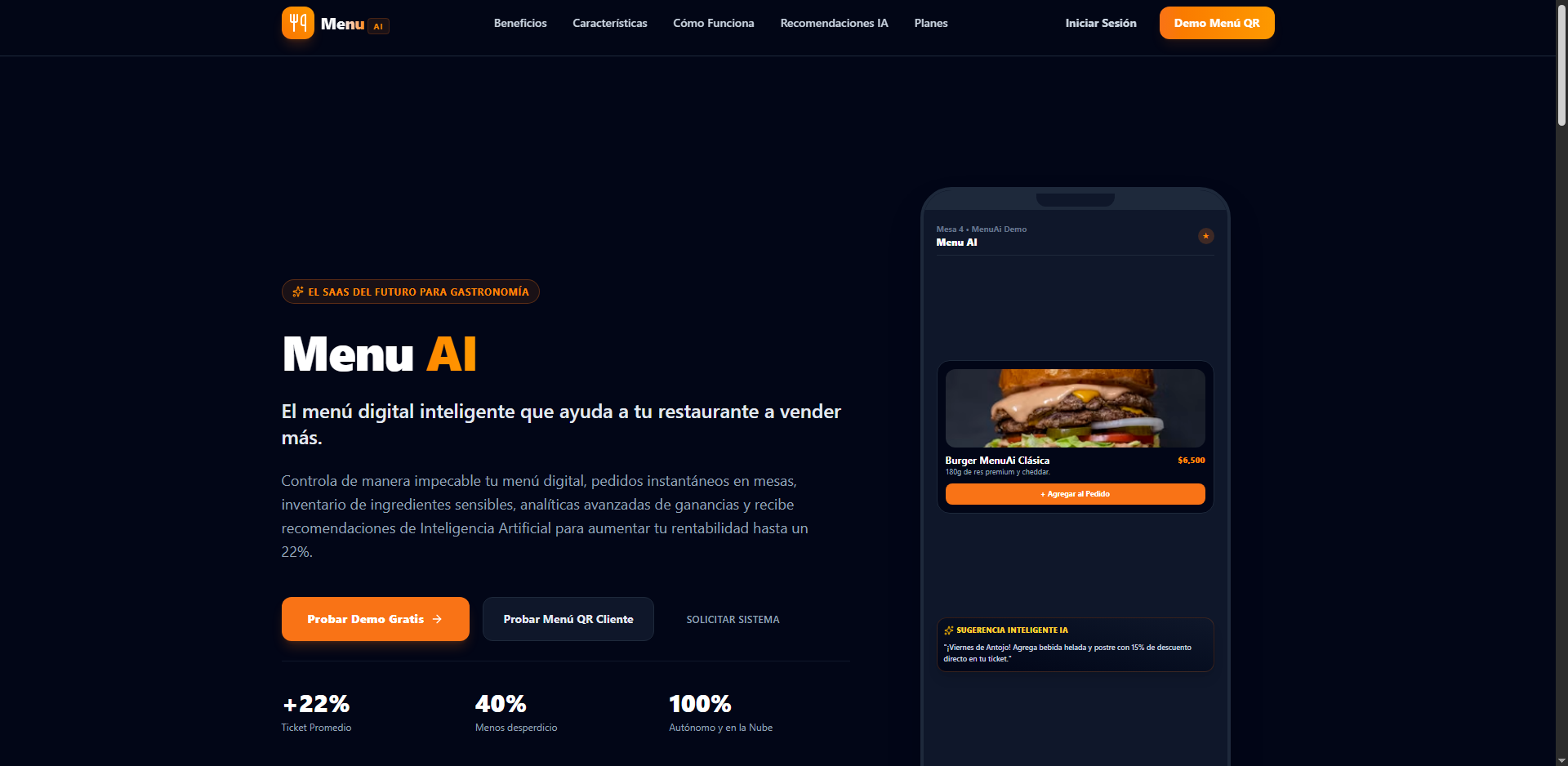 Menu AI - Demo de menú inteligente para negocios gastronómicos
